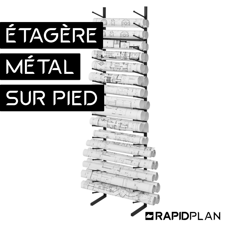 Étagère de rangement sur pied pour plans