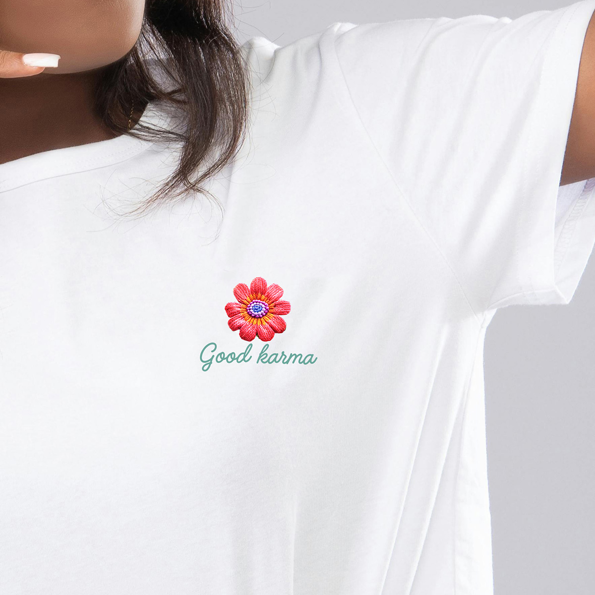 Motif à broder Good karma fleurs kit broderie embroidery Needle pop4-1