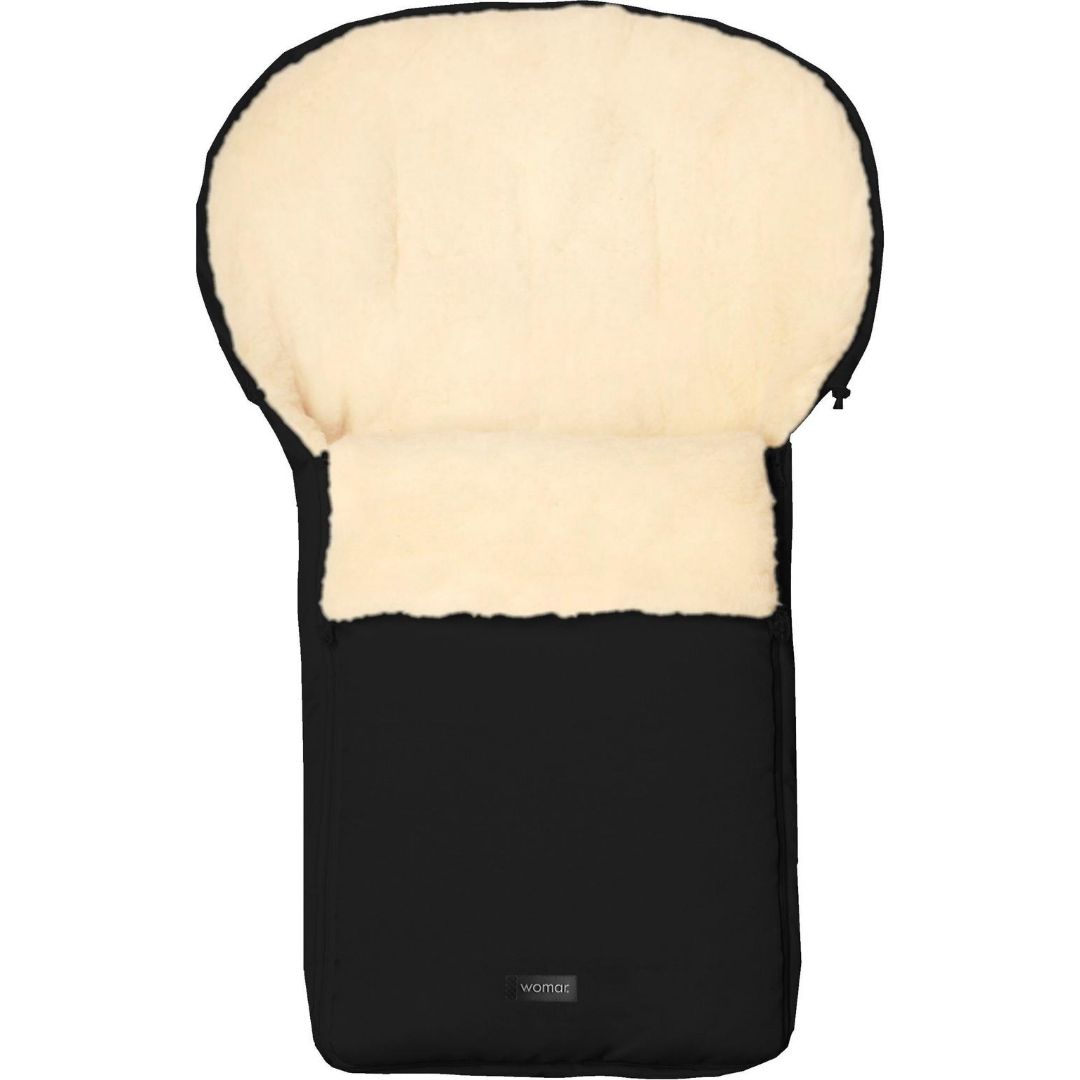 Chancelière poussette Womar S6 en laine de mouton noire