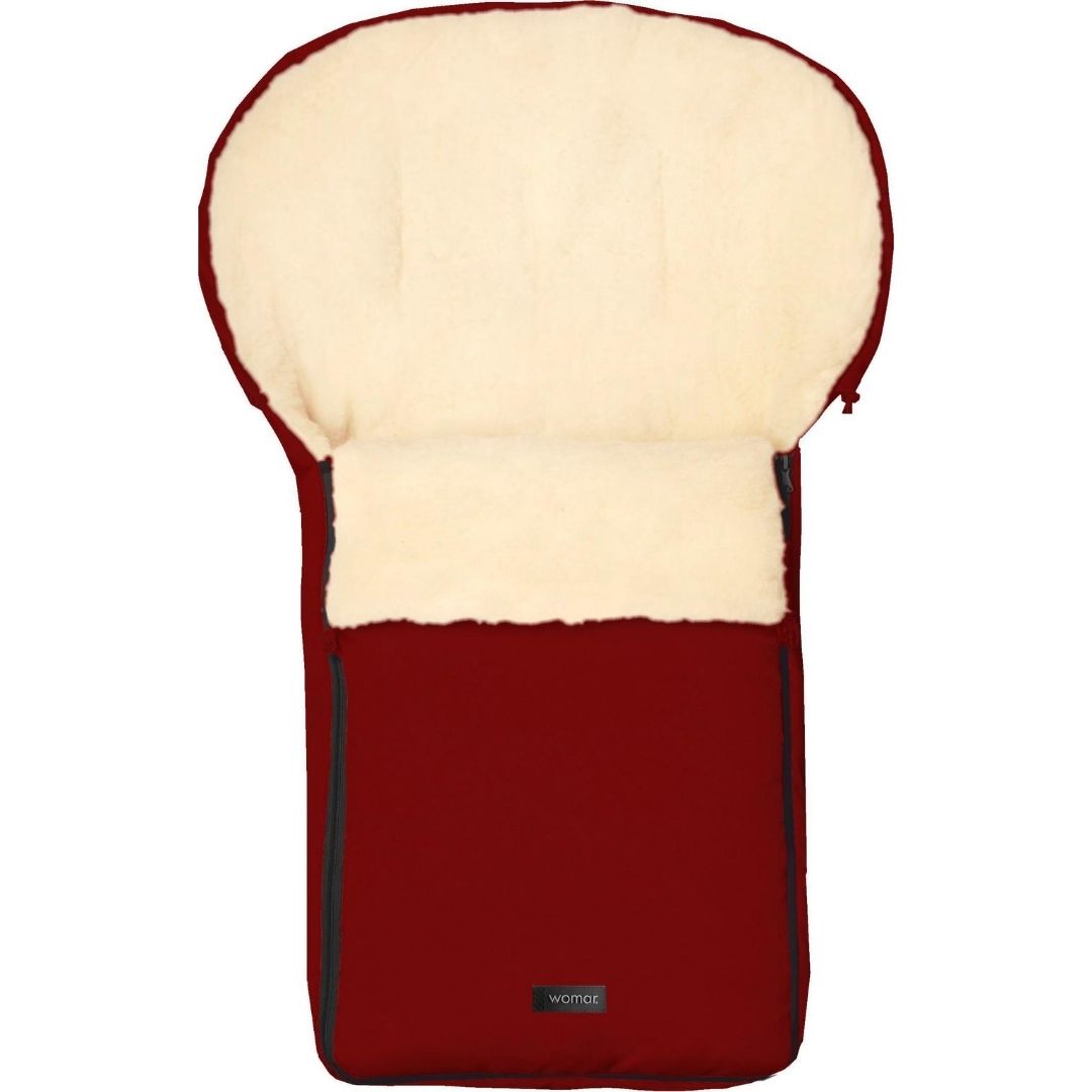Chancelière poussette Womar S6 en laine de mouton bordeaux