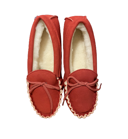 Mocassins en peau de mouton rouges photo 2