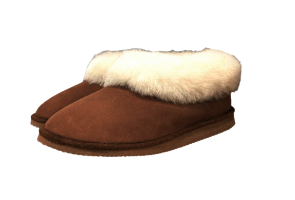 Chaussons fourrés en peau de mouton chocolat photo 2