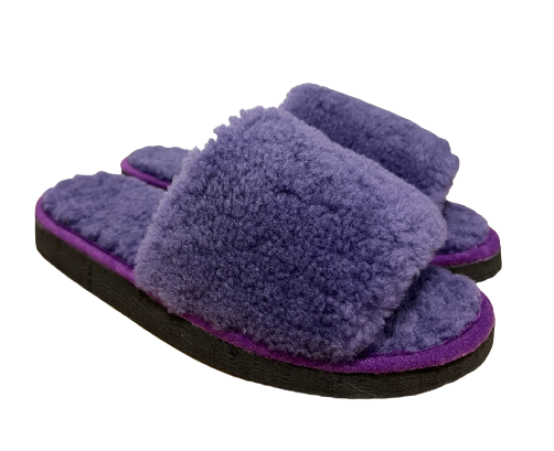 Sandales en peau de mouton violettes photo 3