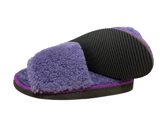 Sandales en peau de mouton violettes photo 2