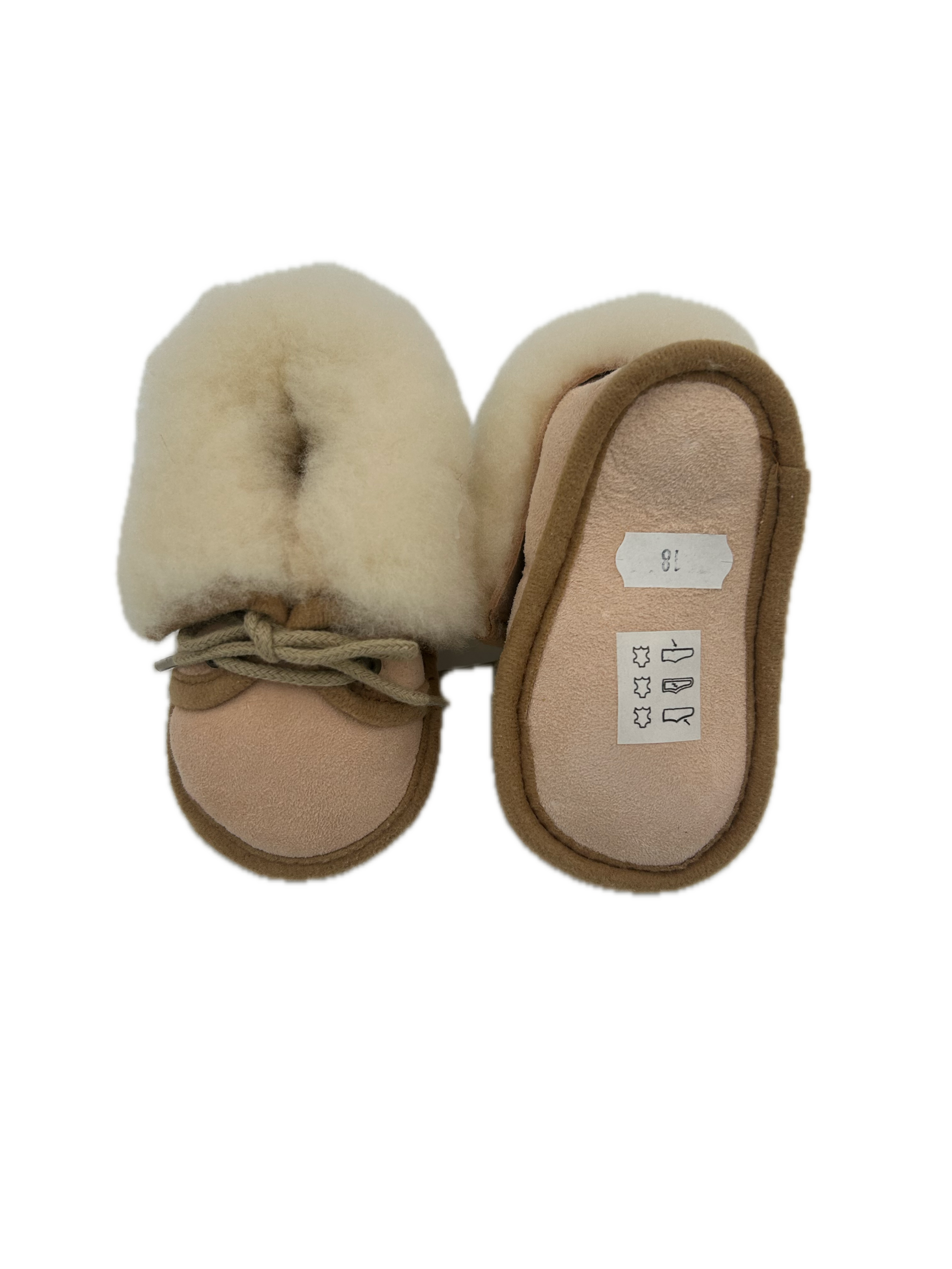 Chaussons bébé en peau de mouton beige photo 2