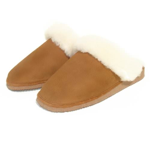 Mules fourrées en peau de mouton marron à revers