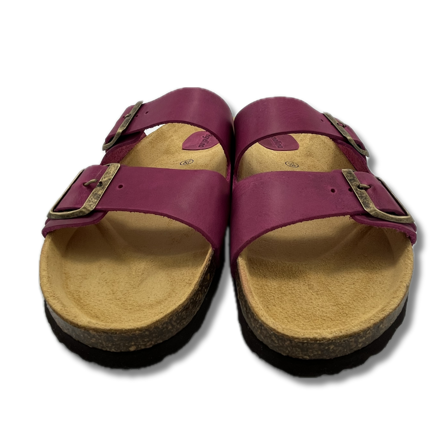Sandales femme en liège et cuir rose, semelle extérieure EVA