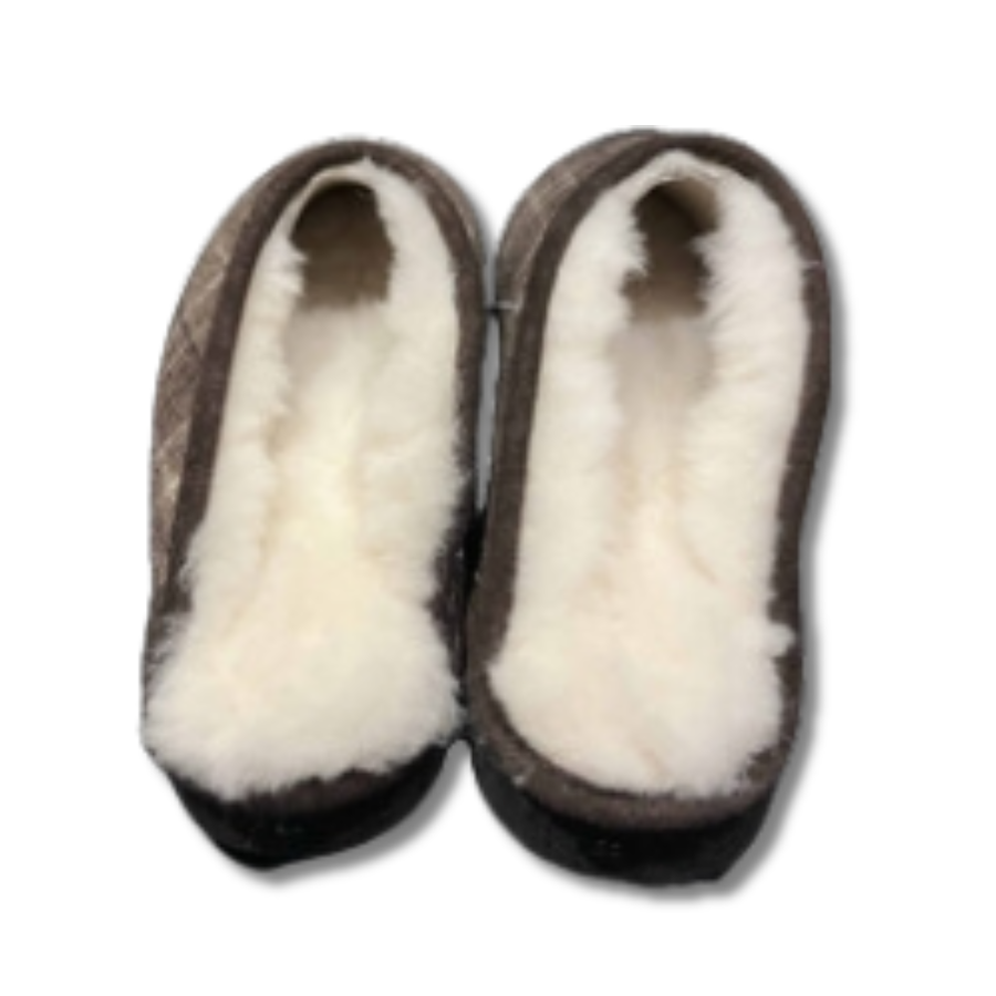 Mules fourrées en peau de mouton, dessus en laine marron