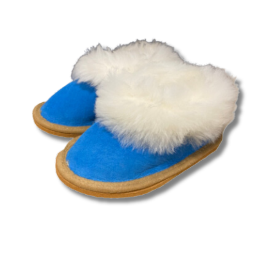 Chaussons en peau de mouton enfant bébé Bleu