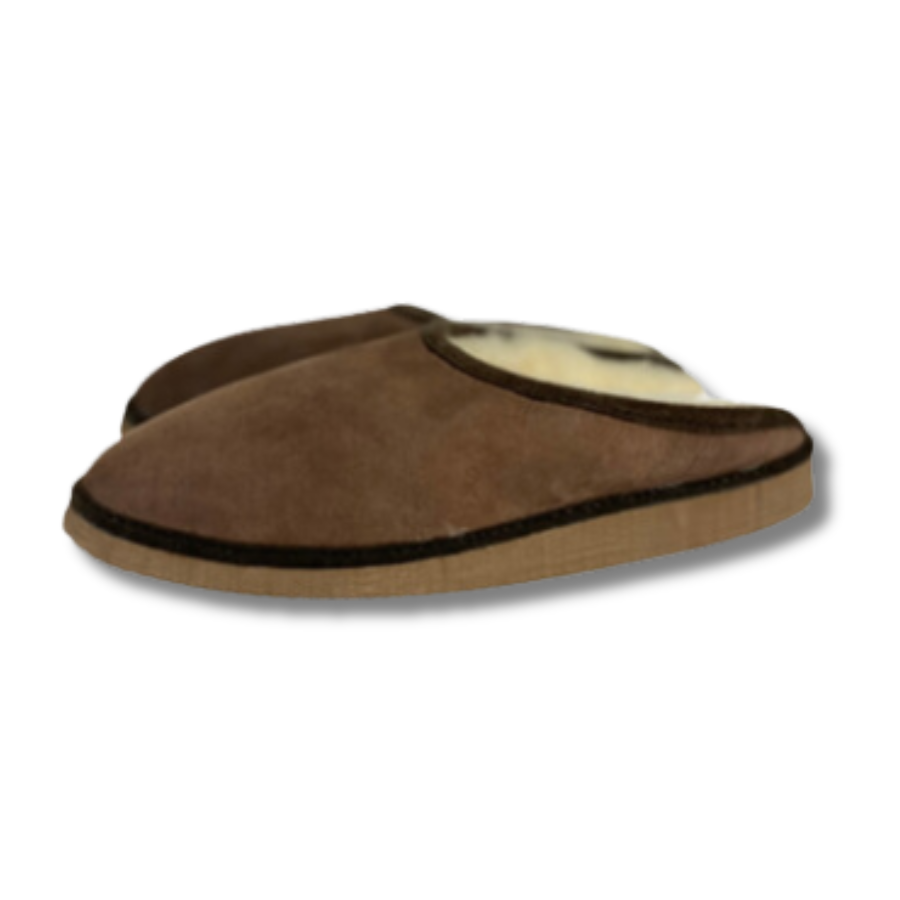Mules en peau de mouton chocolat