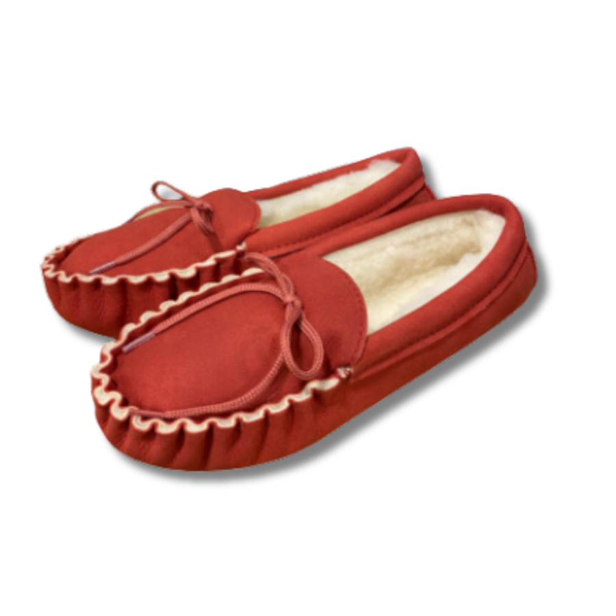 Mocassin en peau de mouton rouge