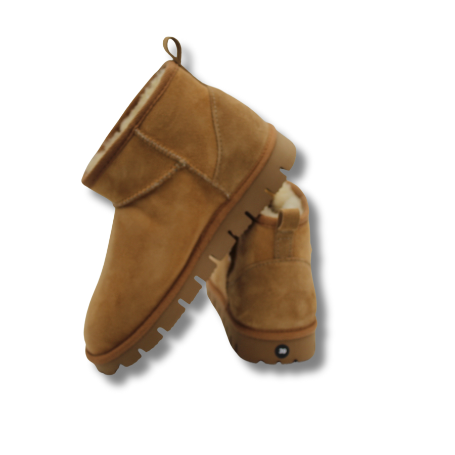 Bottes basses femme en peau de mouton camel,