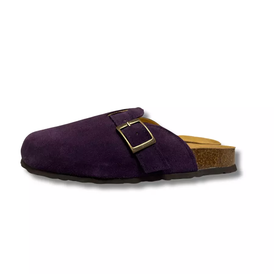 Sabots Confort Violet Liège Daim avec Bride Ajustable