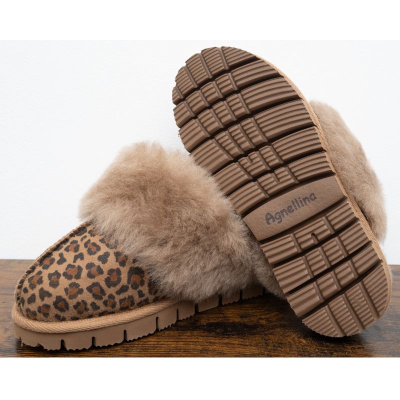 Chaussons Mules en Peau de Mouton Leopard (2)