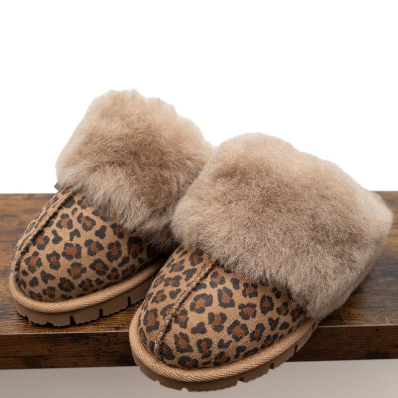 Chaussons Mules en Peau de Mouton Leopard (3)