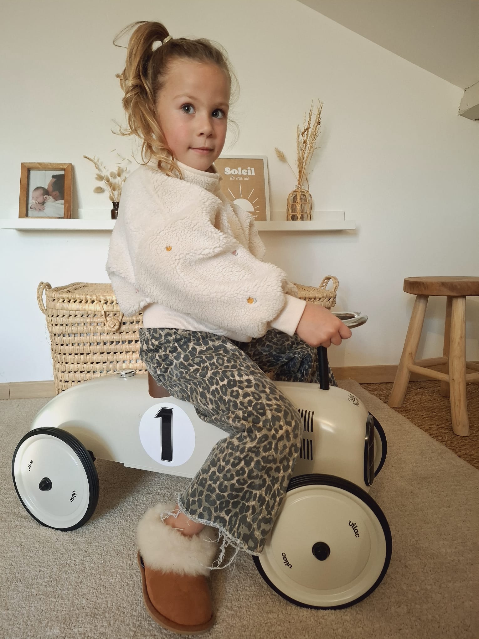 Chaussons Enfant fourrés en peau de mouton Marron