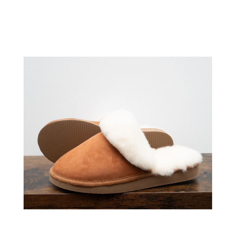 Mules fourrées en peau de mouton - Marron
