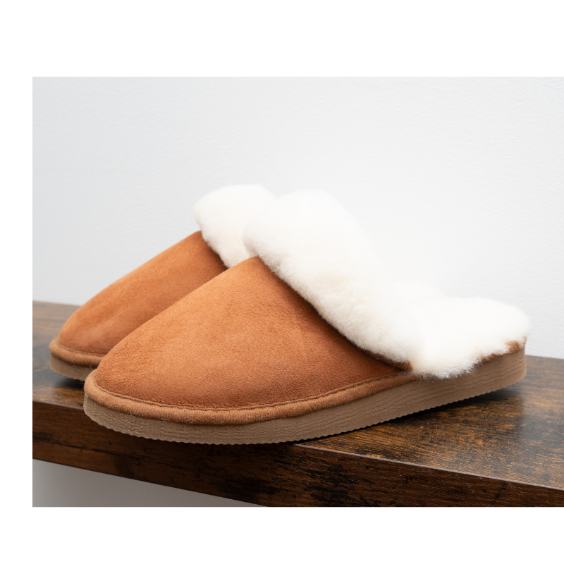 Mules fourrées en peau de mouton - Marron (4)