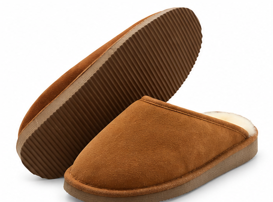 Mules en peau de mouton marron, femme et homme_semelle_et_mule