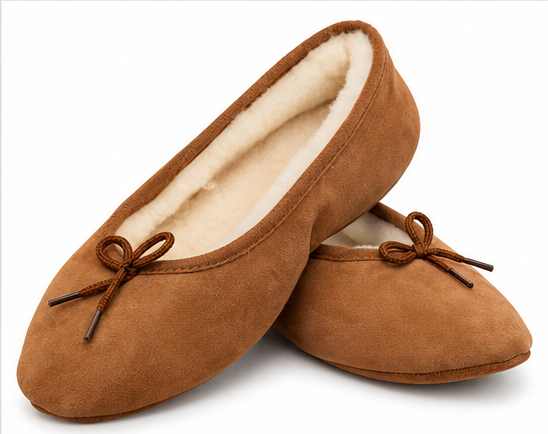 Ballerines fourrées en peau de mouton marron_paire_ballerines