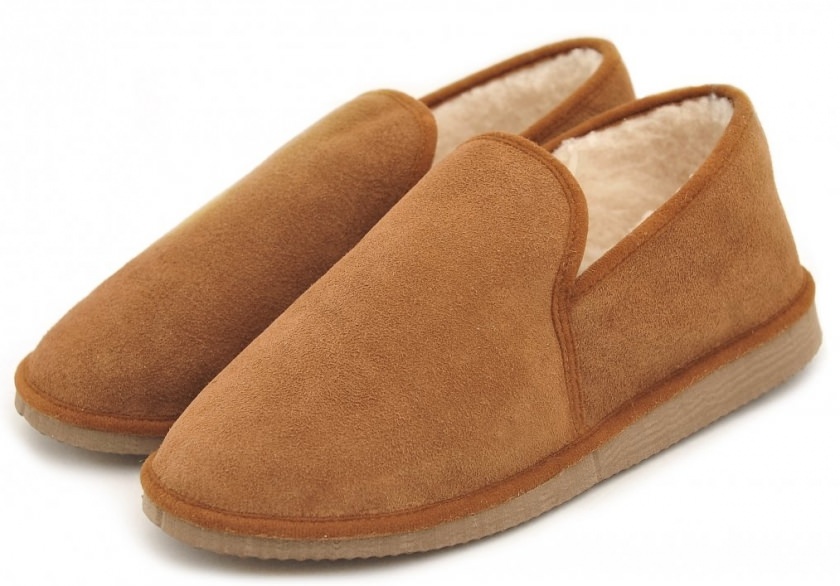 Charentaises en peau de mouton naturelle marron