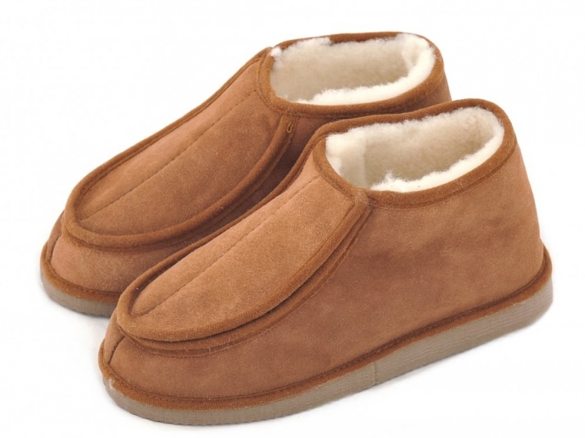Pantoufles polonaises en peau de mouton pour hommes bottes en peau de mouton gris chaud 100% cuir Chaussures Chaussures homme Chaussons 