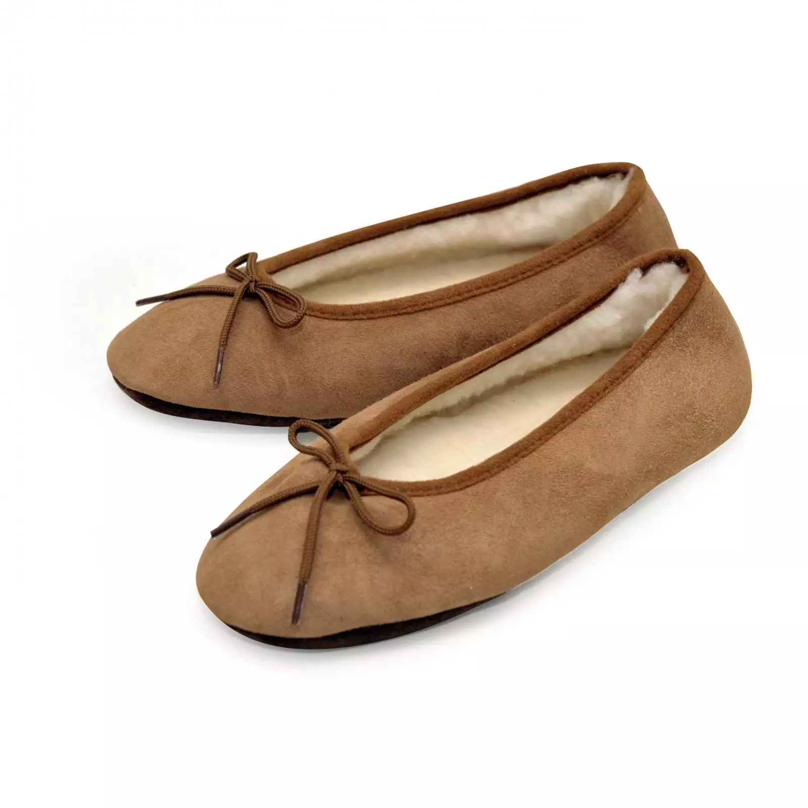 Ballerines fourrées en peau de mouton - Marron