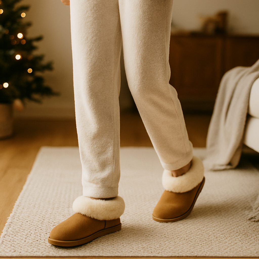 chaussons femme peau mouton