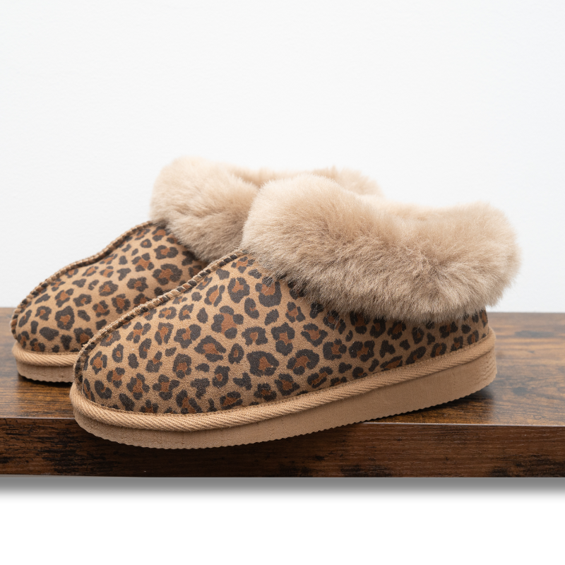 chaussons alaska en peau de mouton leopard premium