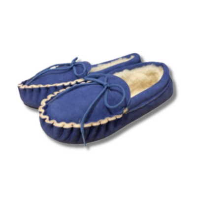 mOCASSINS PEAU DE MOUTON bLEU