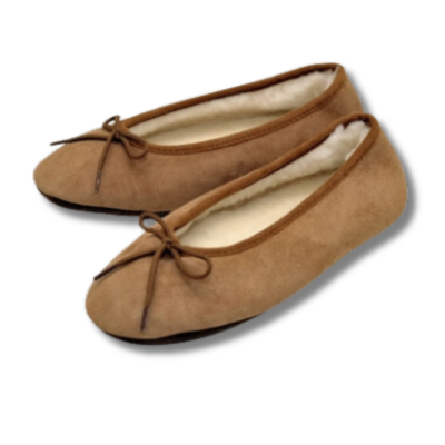 Ballerines fourrées en peau de mouton - Marron | Confort, chaleur & légèreté