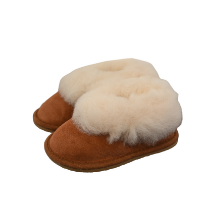 Chaussons Enfant fourrés en peau de mouton Marron