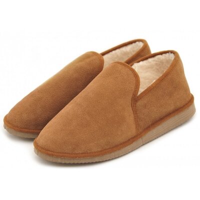 Charentaises en peau de mouton naturelle marron