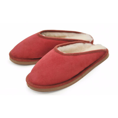 Mules en peau de mouton rouge