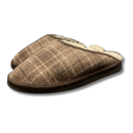 Mules en tissu de laine marron fourrées en peau de mouton