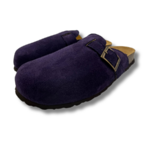 Sabots en daim violet, semelle en liège et bride ajustable – photo 2