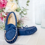 Mocassin en peau de mouton Bleu