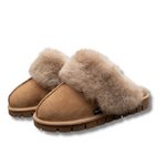 Chaussons Mules en Peau de Mouton Premium Taupe Confort & Élégance Naturelle
