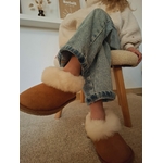 Chaussons Enfant fourrés en peau de mouton Marron
