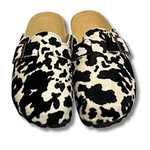 Sabots mules femme en cuir noir et liège