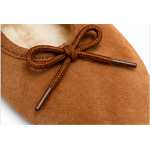 Ballerines fourrées en peau de mouton marron_noeud_cuir