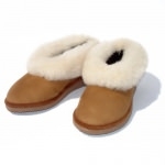 Chaussons en peau de mouton marron pour homme et femme