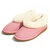 Chaussons fourrés en peau de mouton rose