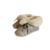 Chaussons bébé en peau de mouton beige et bleu pailleté, col en laine écrue et lacet marron