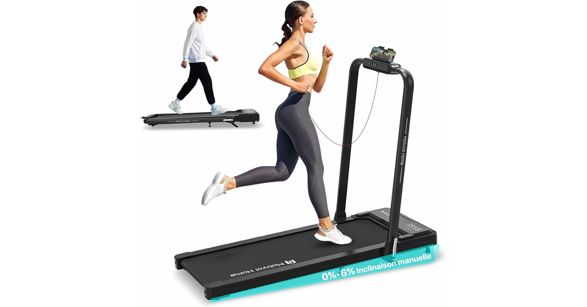 Tapis Roulant 2.5hp Mobvoi Home Tapis De Course Pliable 3-en-1 - 2,5HP, Surface 42x102cm, 12km/h, Bluetooth, 120kg Tapis Motorisé 2.5HP
