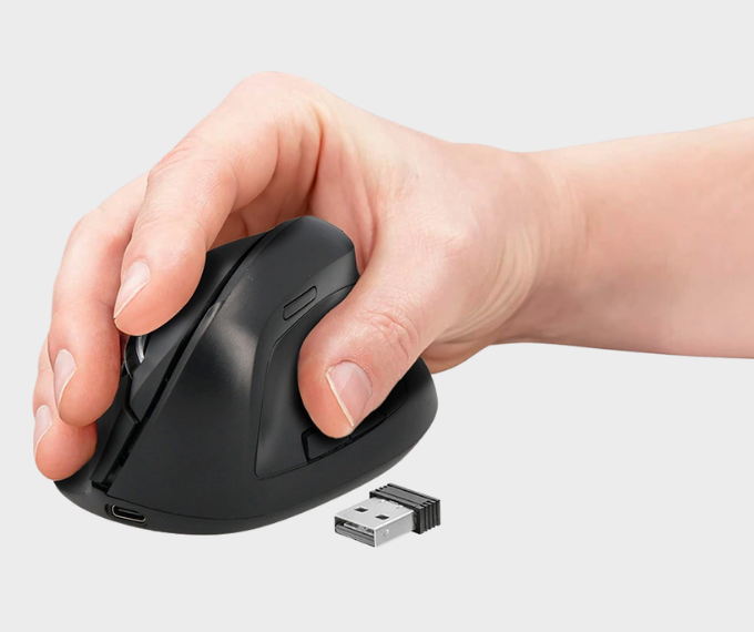 souris ergonomique verticale sans fil q connect en situation de côté