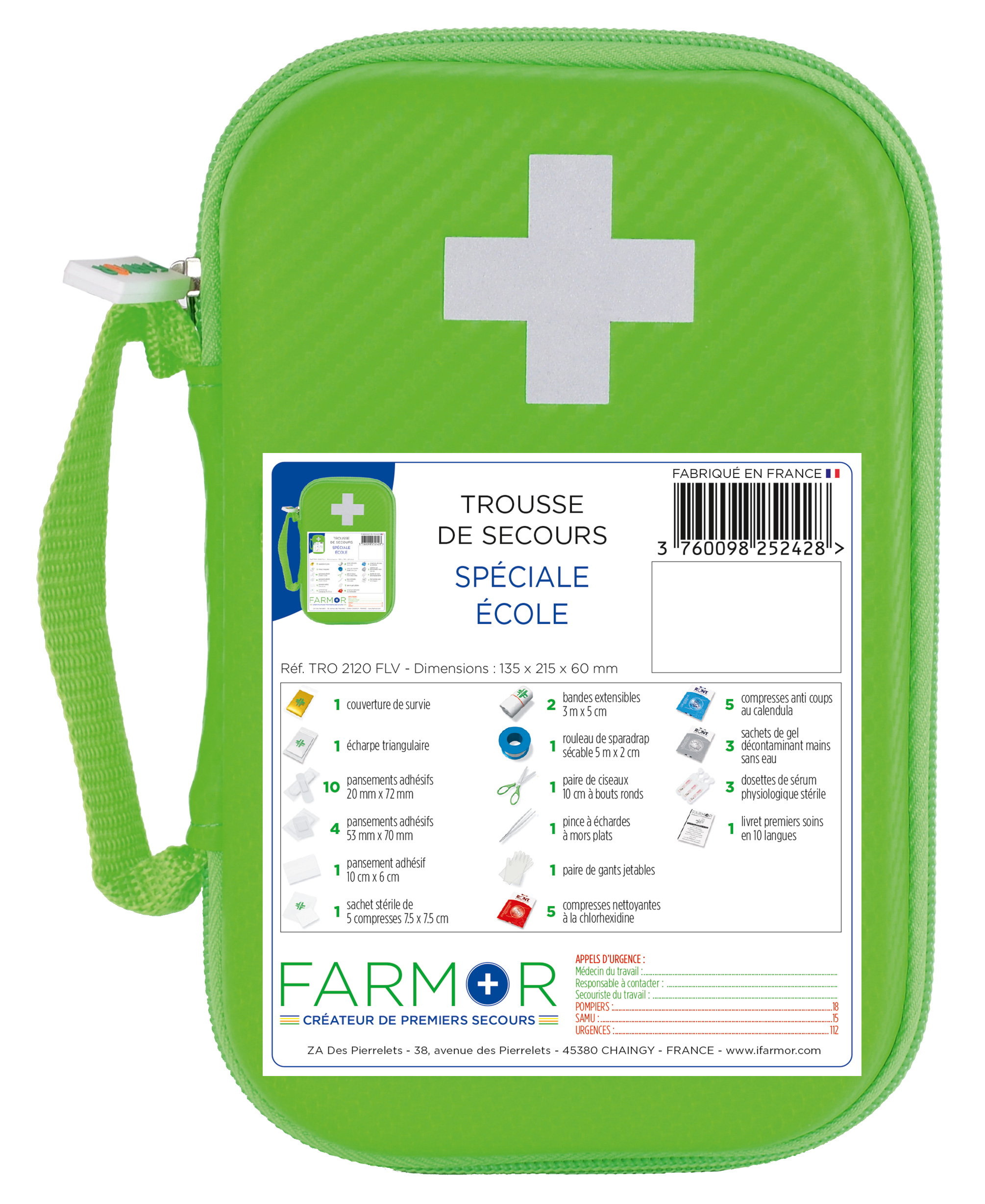 Trousse de secours École FARMOR TRO 2120 FLV – kit premiers soins sorties scolaires