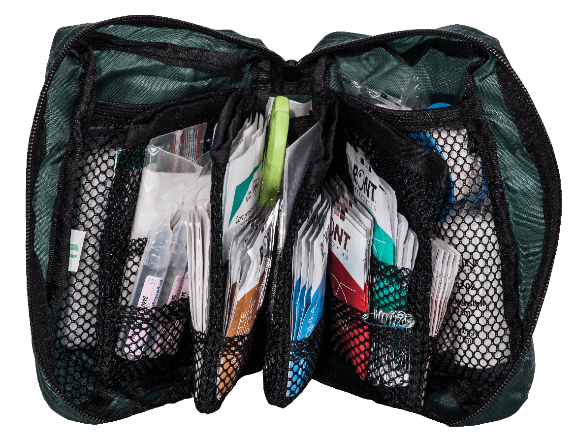Contenu trousse secours école tissu FARMOR – 6 compartiments organisés Coalgan thermomètre