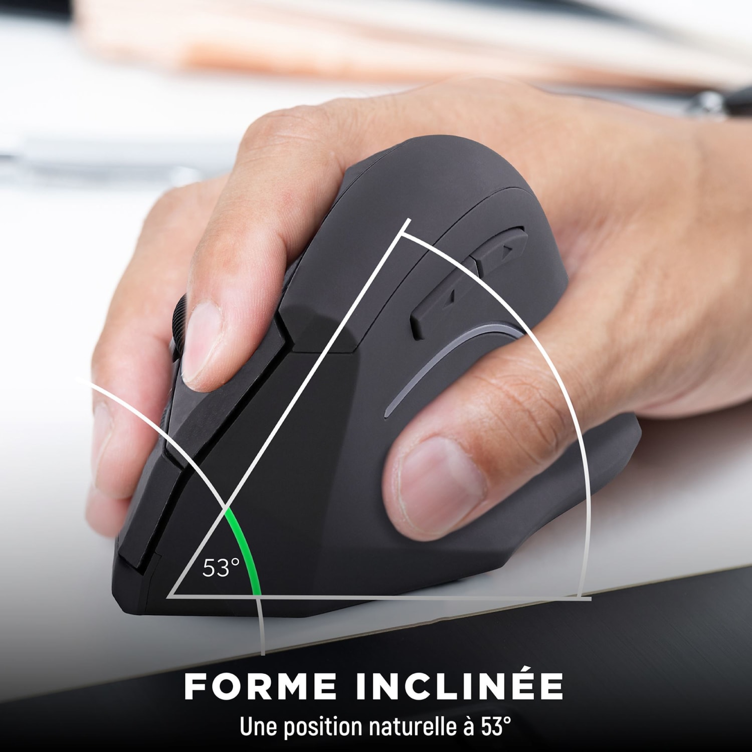 Position poignée de main souris verticale ergonomique Tnb – prévention TMS poignet