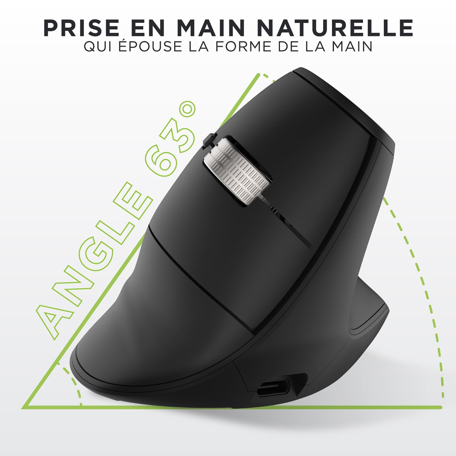 Inclinaison 63 degres ERGO INFINITE Tnb posture naturelle anti-TMS poignet